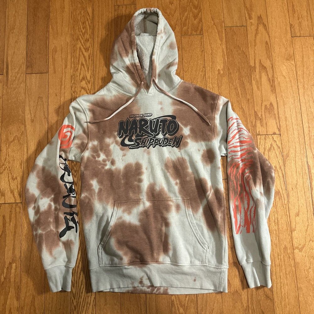 VTG Y2K Naruto Shippuden Hoodie Mens Small Tie Dye 2007 Anime Sweatshirt